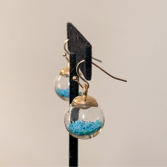 Aqua Wishing Ball Earrings - Picture 5 of 7